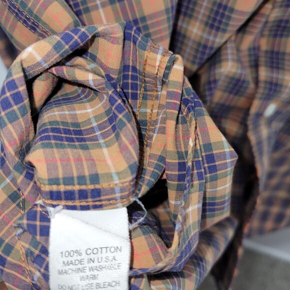 Gitman Bros Men Button Down Shirt Size Large Orange Plaid White Vintage USA Read - Picture 2 of 9